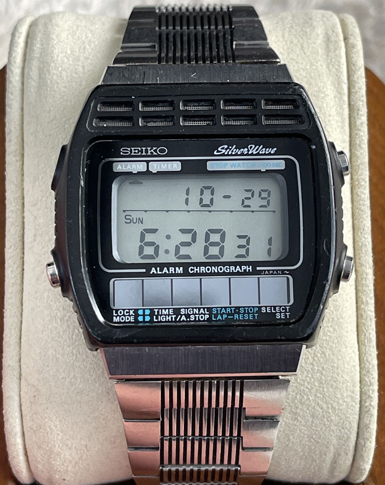 1980 Seiko Silver Wave Alarm Chronograph Vintage Digital Watch